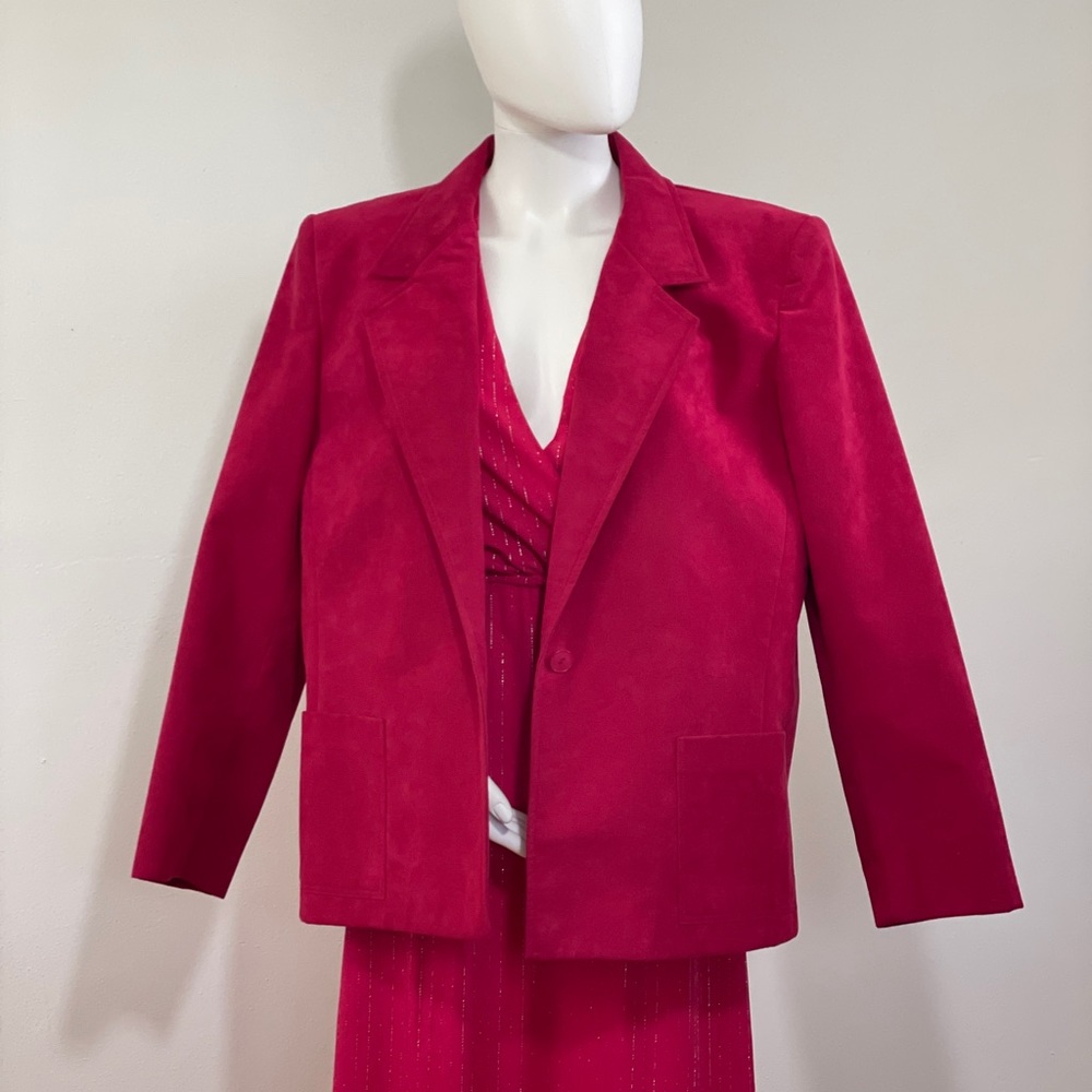 Hot Pink ultra suede Lilli Ann jacket - Picture 7 of 13